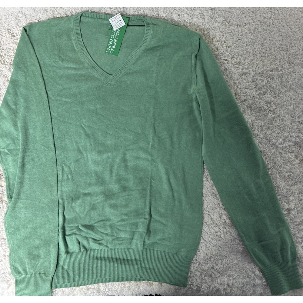 New United Colors of Benetton Lt Green Crew Neck Sweatshirt Size S Men